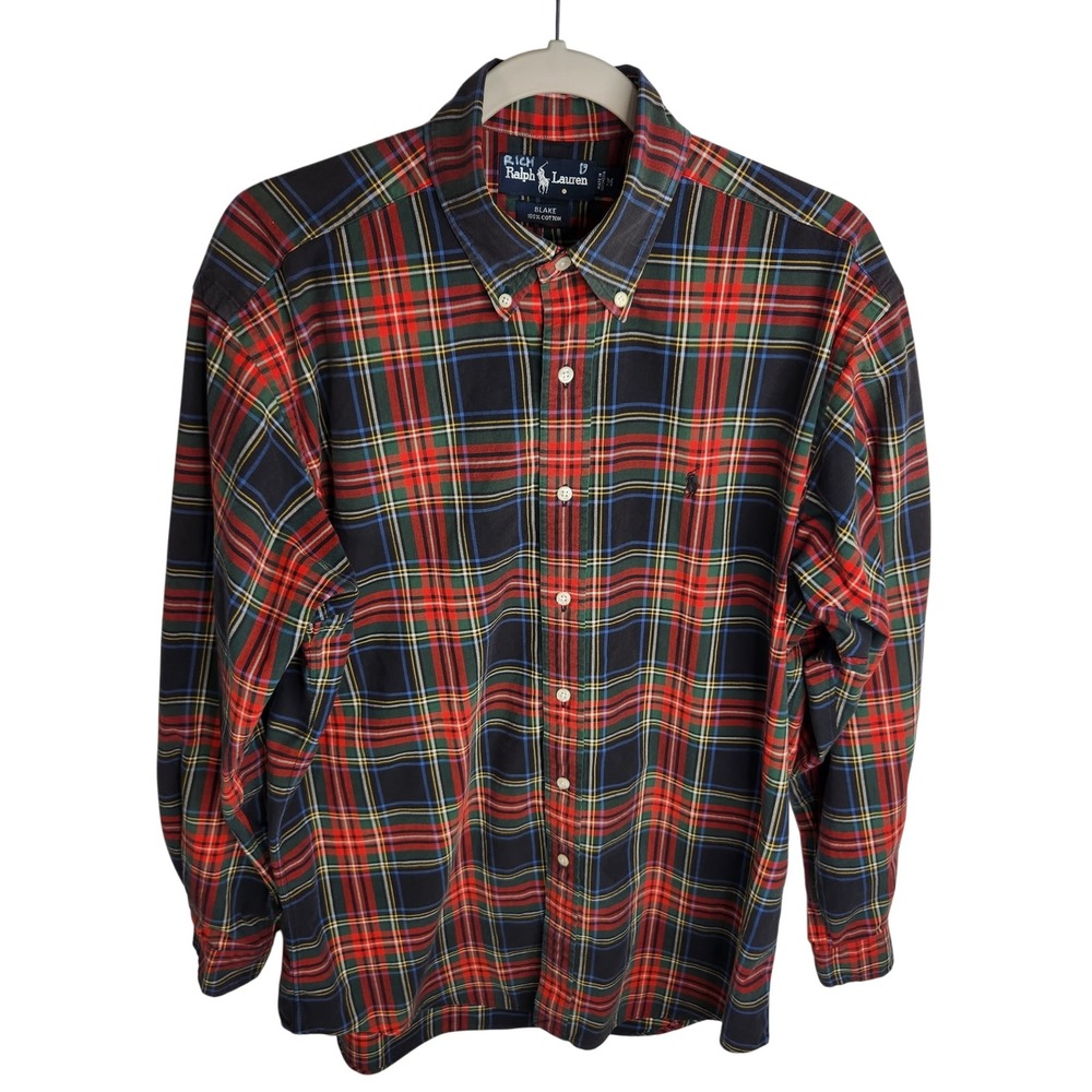 Polo Ralph Lauren Blake Shirt‎ Men's Medium Plaid Button Down Long Sleeve Cotton
